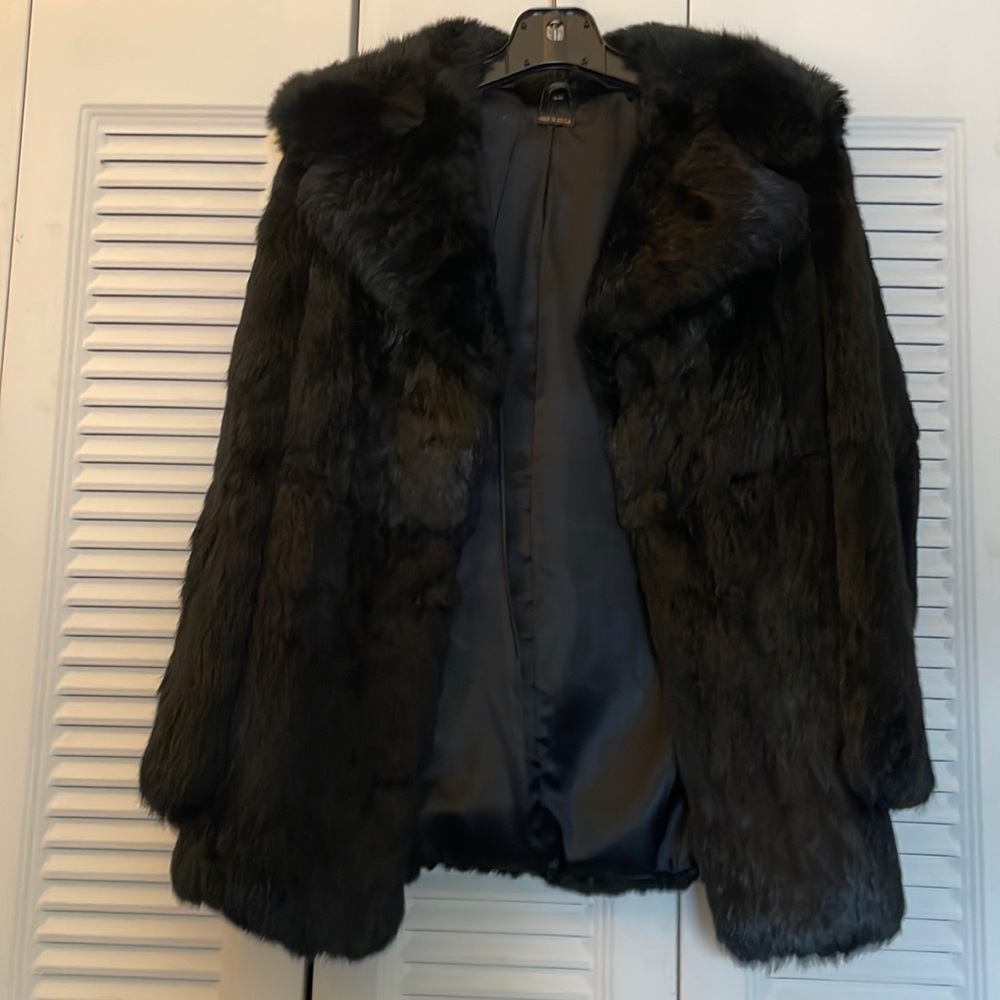 Vintage Black Rabbit Fur Coat